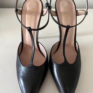VIONNET - ELEGANT PURE LEATHER POINTY HIGH HEELS SHOES - BRAND NEW
